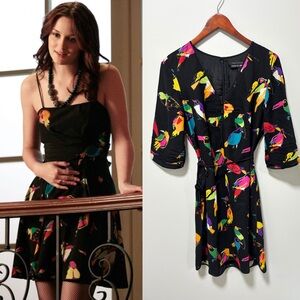 RARE ASO Blair Waldorf in Gossip Girl Marc Jacobs Silk Bird Print Dress